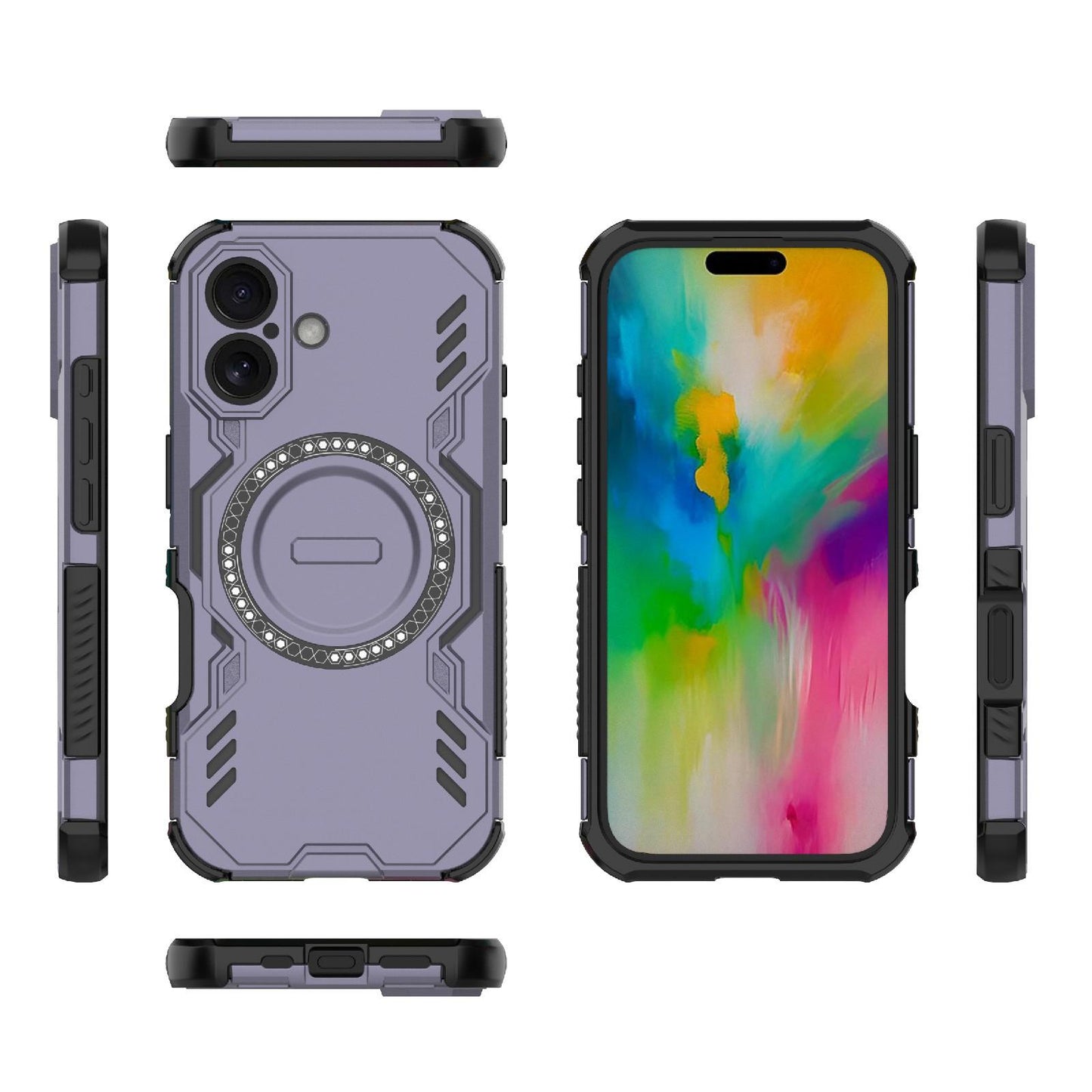 Apple iPhone 16 Butterfly Armor MagSafe Magnetic Ring Shockproof Protective Phone Case with Stand