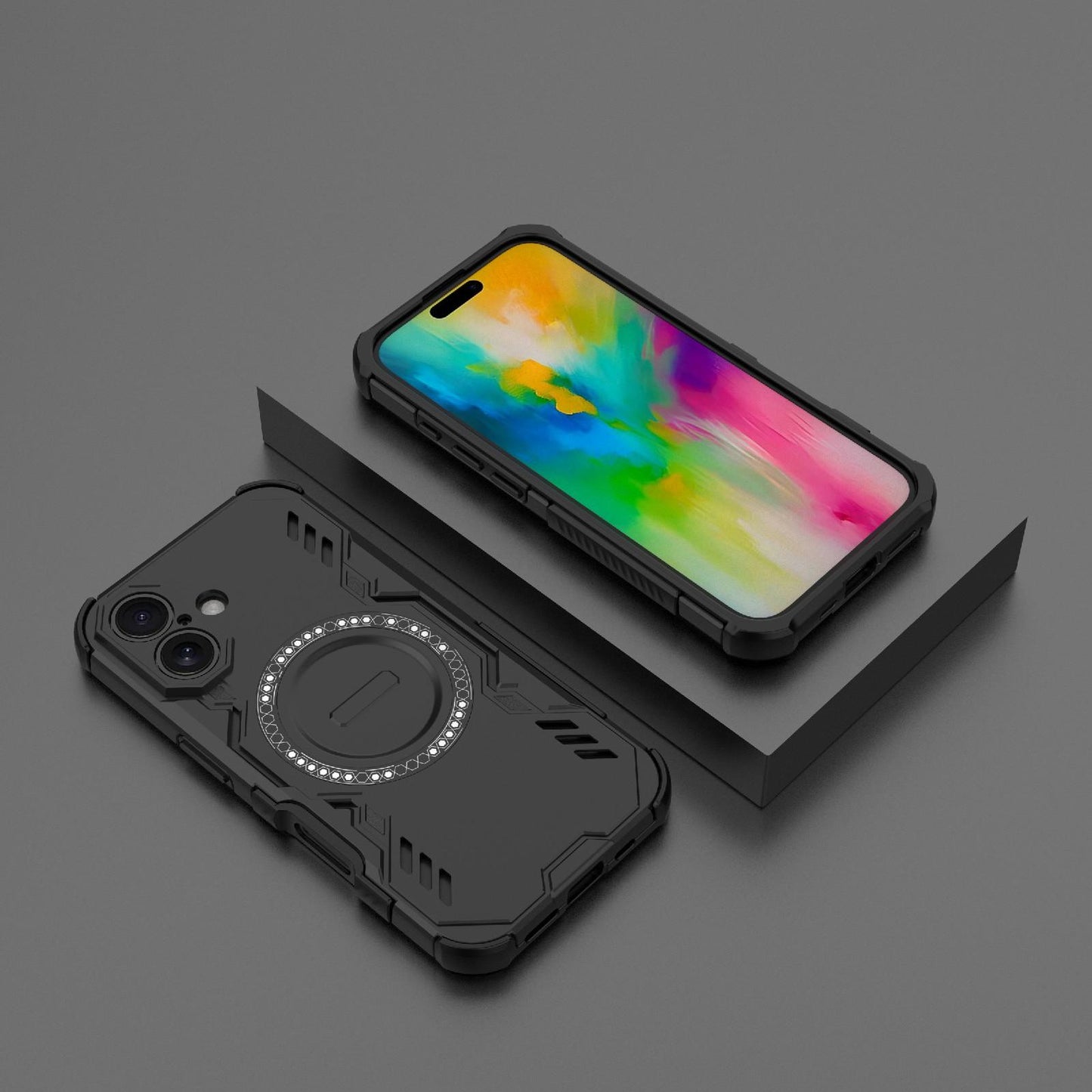 Apple iPhone 16 Butterfly Armor MagSafe Magnetic Ring Shockproof Protective Phone Case with Stand
