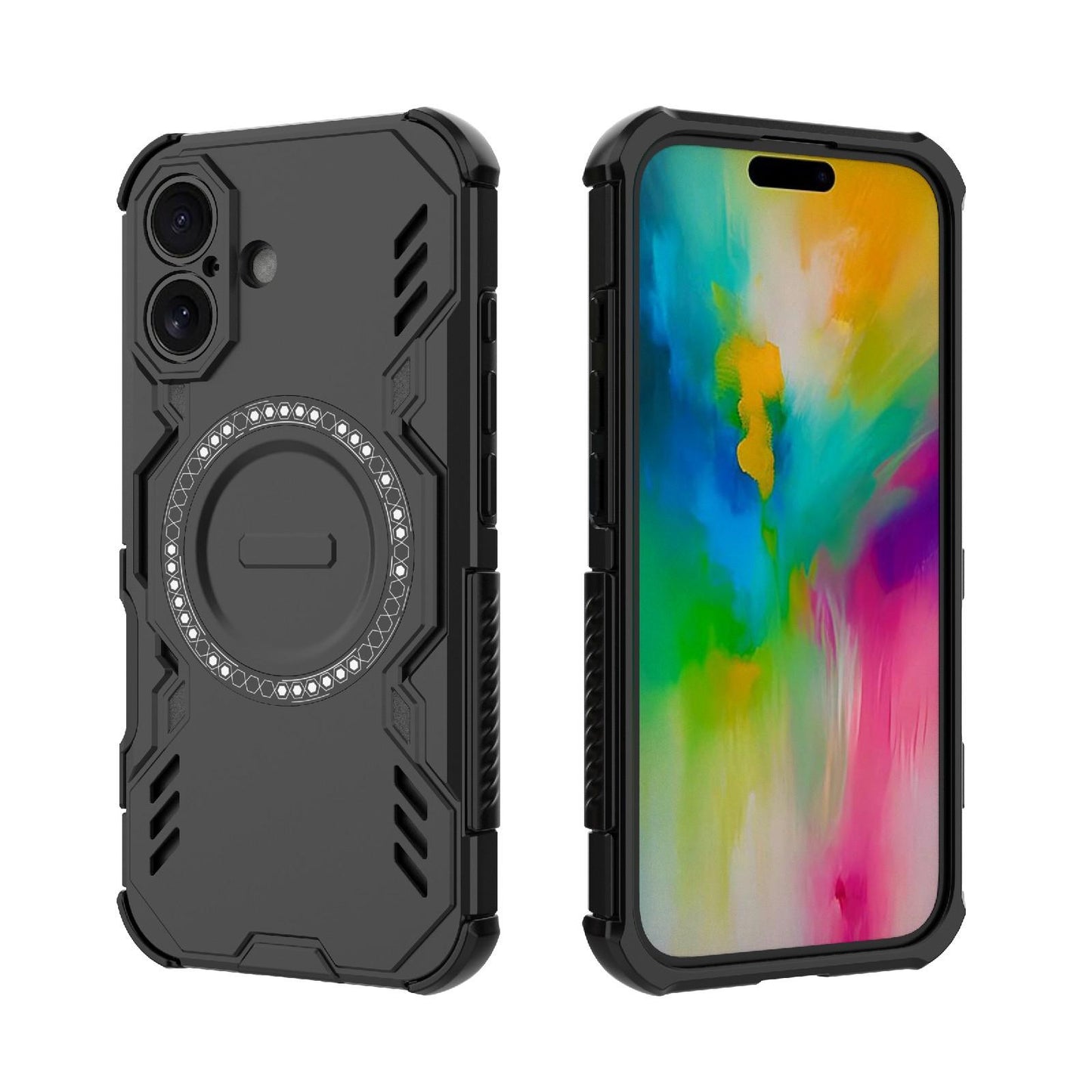 Apple iPhone 16 Butterfly Armor MagSafe Magnetic Ring Shockproof Protective Phone Case with Stand