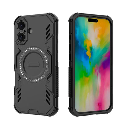 Apple iPhone 16 Butterfly Armor MagSafe Magnetic Ring Shockproof Protective Phone Case with Stand