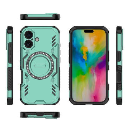 Apple iPhone 16 Butterfly Armor MagSafe Magnetic Ring Shockproof Protective Phone Case with Stand