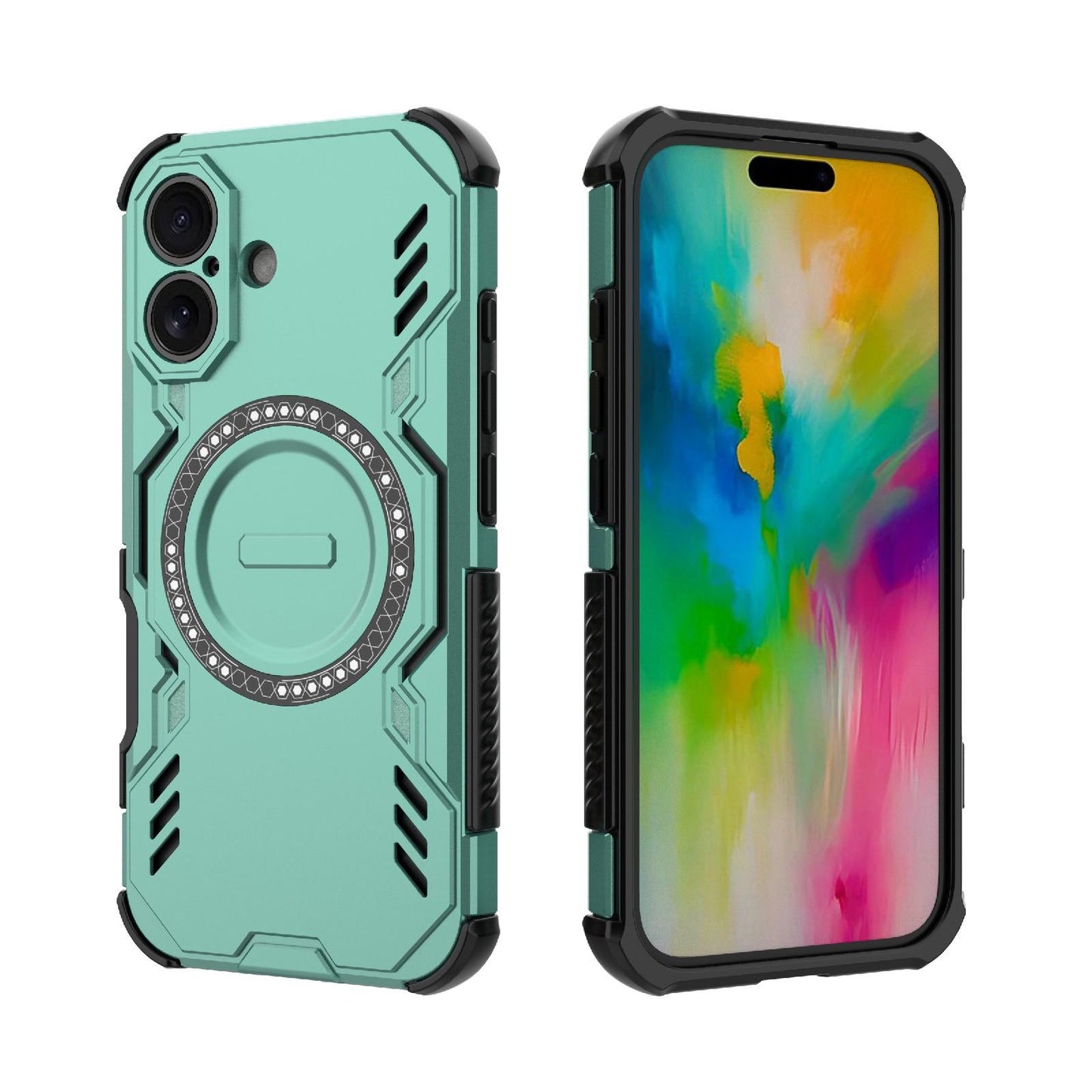 Apple iPhone 16 Butterfly Armor MagSafe Magnetic Ring Shockproof Protective Phone Case with Stand