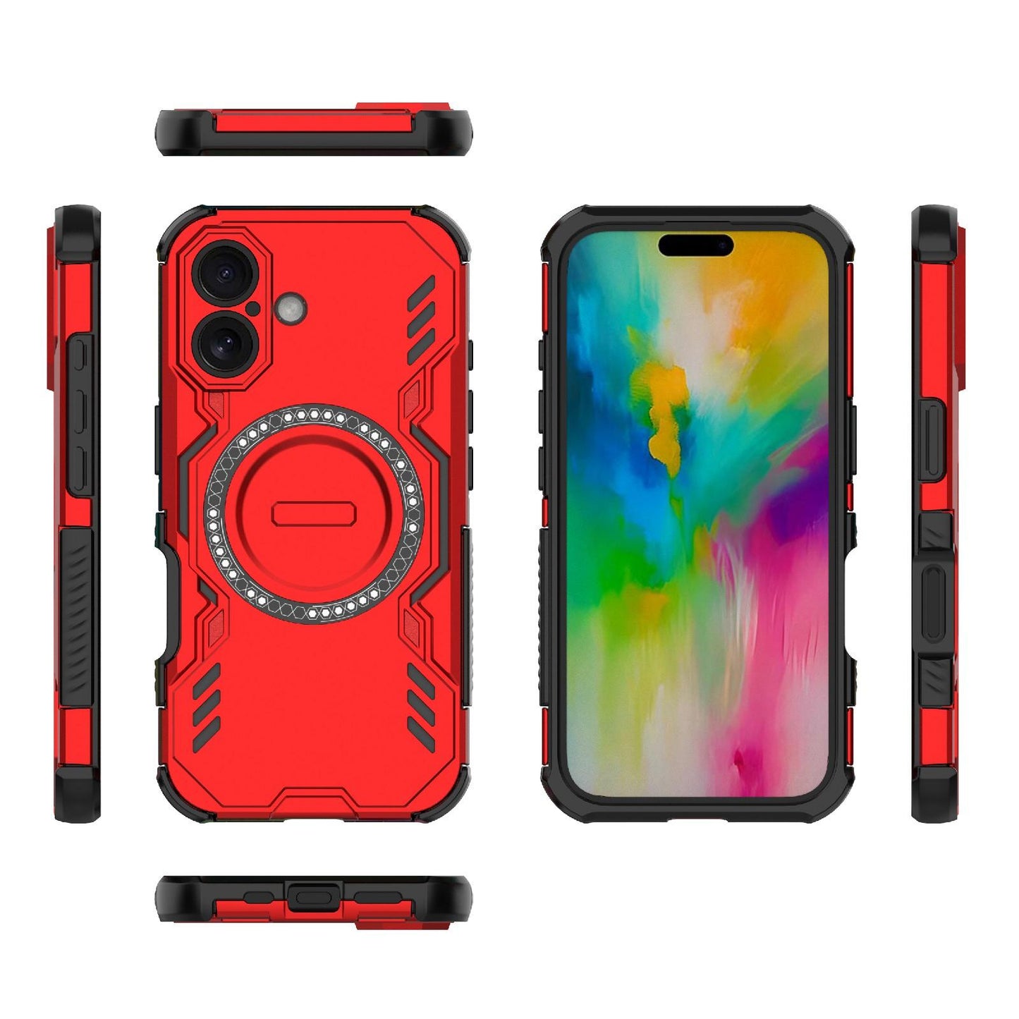 Apple iPhone 16 Butterfly Armor MagSafe Magnetic Ring Shockproof Protective Phone Case with Stand