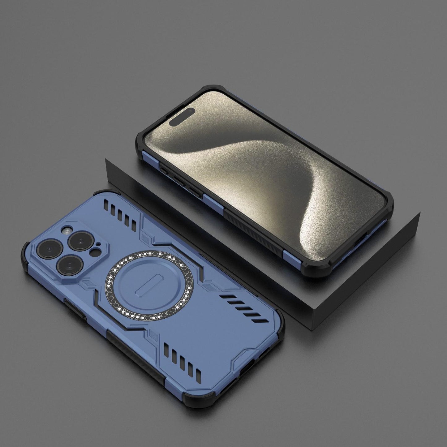 Apple iPhone 15 Pro Max Butterfly Armor MagSafe Magnetic Ring Shockproof Protective Phone Case with Stand