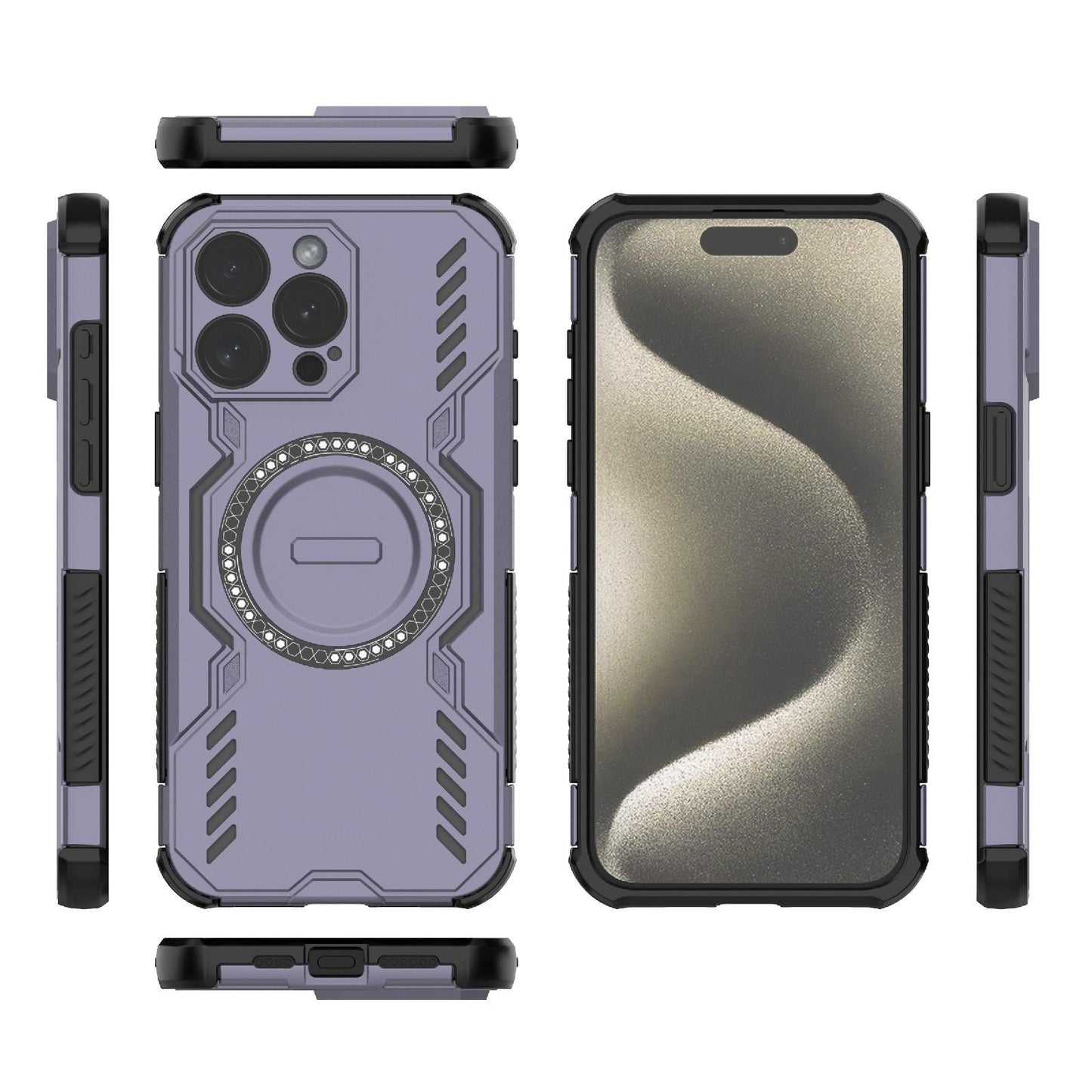 Apple iPhone 15 Pro Max Butterfly Armor MagSafe Magnetic Ring Shockproof Protective Phone Case with Stand