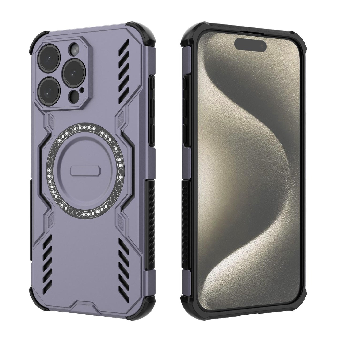 Apple iPhone 15 Pro Max Butterfly Armor MagSafe Magnetic Ring Shockproof Protective Phone Case with Stand