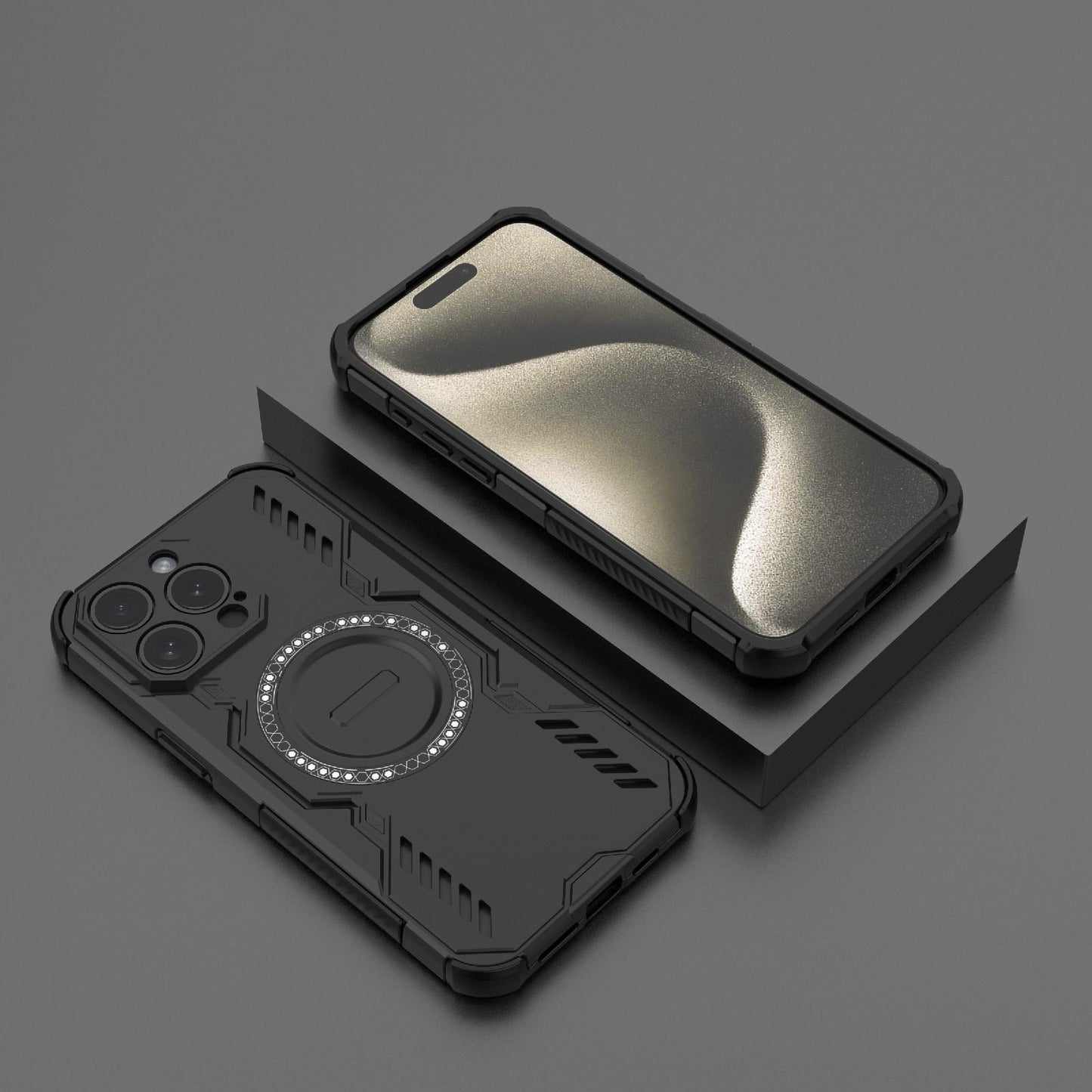 Apple iPhone 15 Pro Max Butterfly Armor MagSafe Magnetic Ring Shockproof Protective Phone Case with Stand