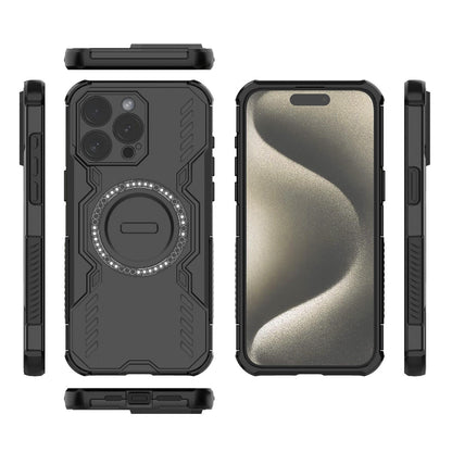 Apple iPhone 15 Pro Max Butterfly Armor MagSafe Magnetic Ring Shockproof Protective Phone Case with Stand