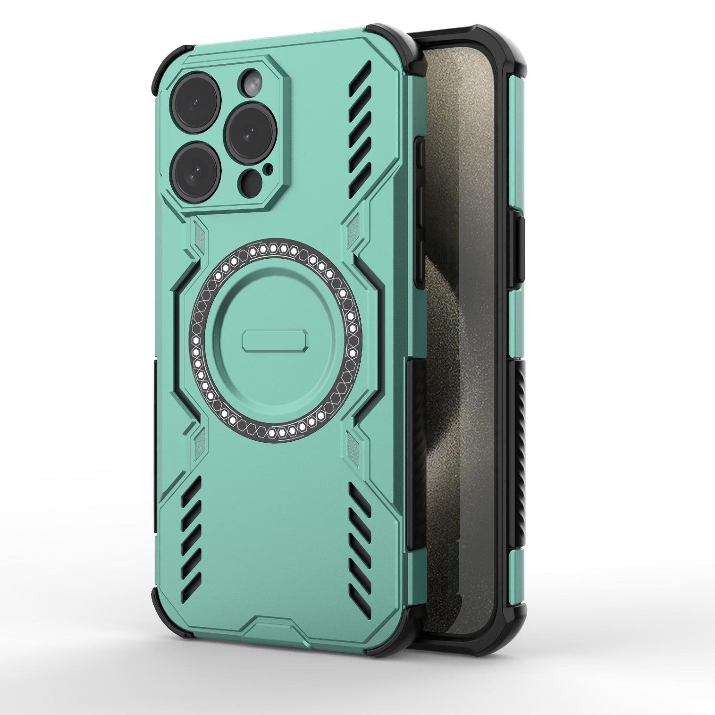 Apple iPhone 15 Pro Max Butterfly Armor MagSafe Magnetic Ring Shockproof Protective Phone Case with Stand
