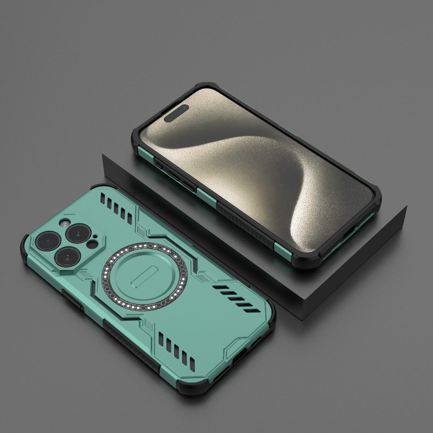 Apple iPhone 15 Pro Max Butterfly Armor MagSafe Magnetic Ring Shockproof Protective Phone Case with Stand