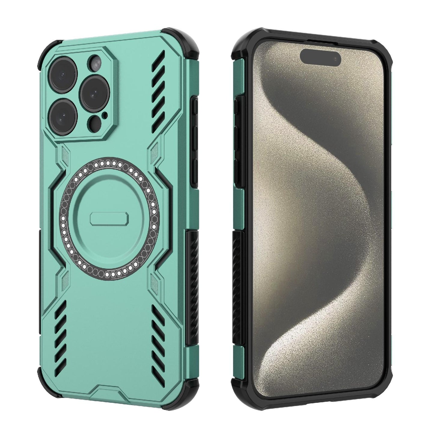 Apple iPhone 15 Pro Max Butterfly Armor MagSafe Magnetic Ring Shockproof Protective Phone Case with Stand