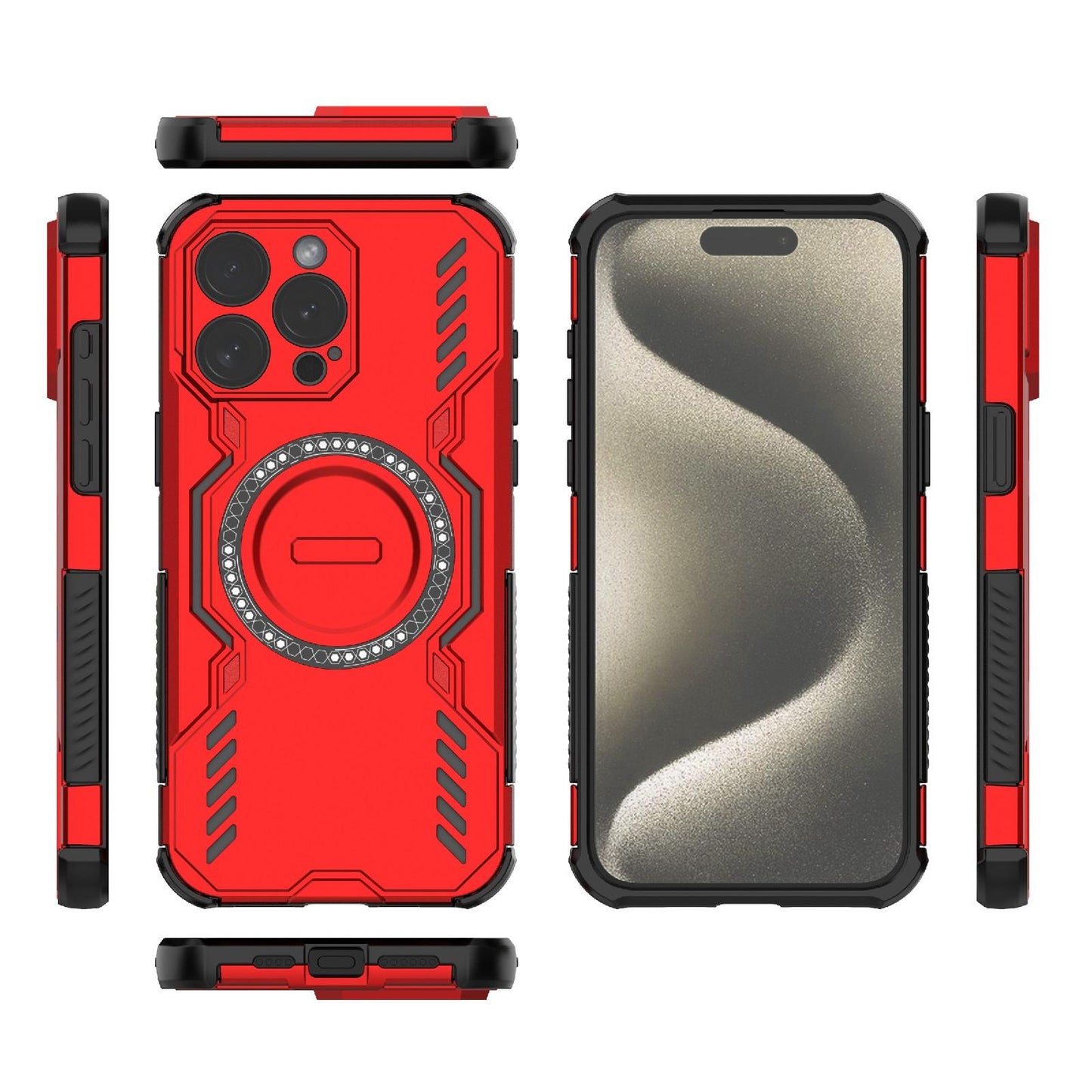 Apple iPhone 15 Pro Max Butterfly Armor MagSafe Magnetic Ring Shockproof Protective Phone Case with Stand