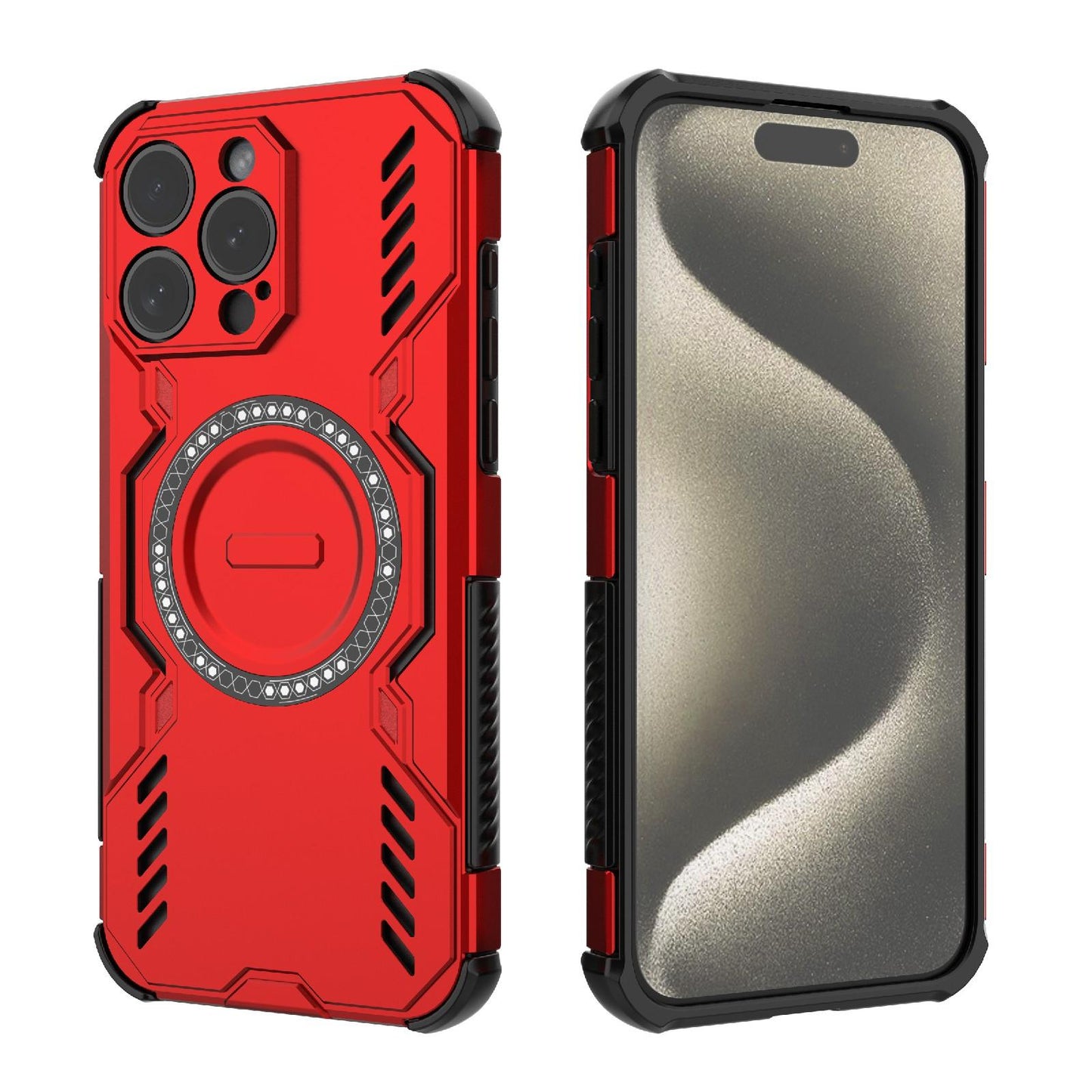 Apple iPhone 15 Pro Max Butterfly Armor MagSafe Magnetic Ring Shockproof Protective Phone Case with Stand