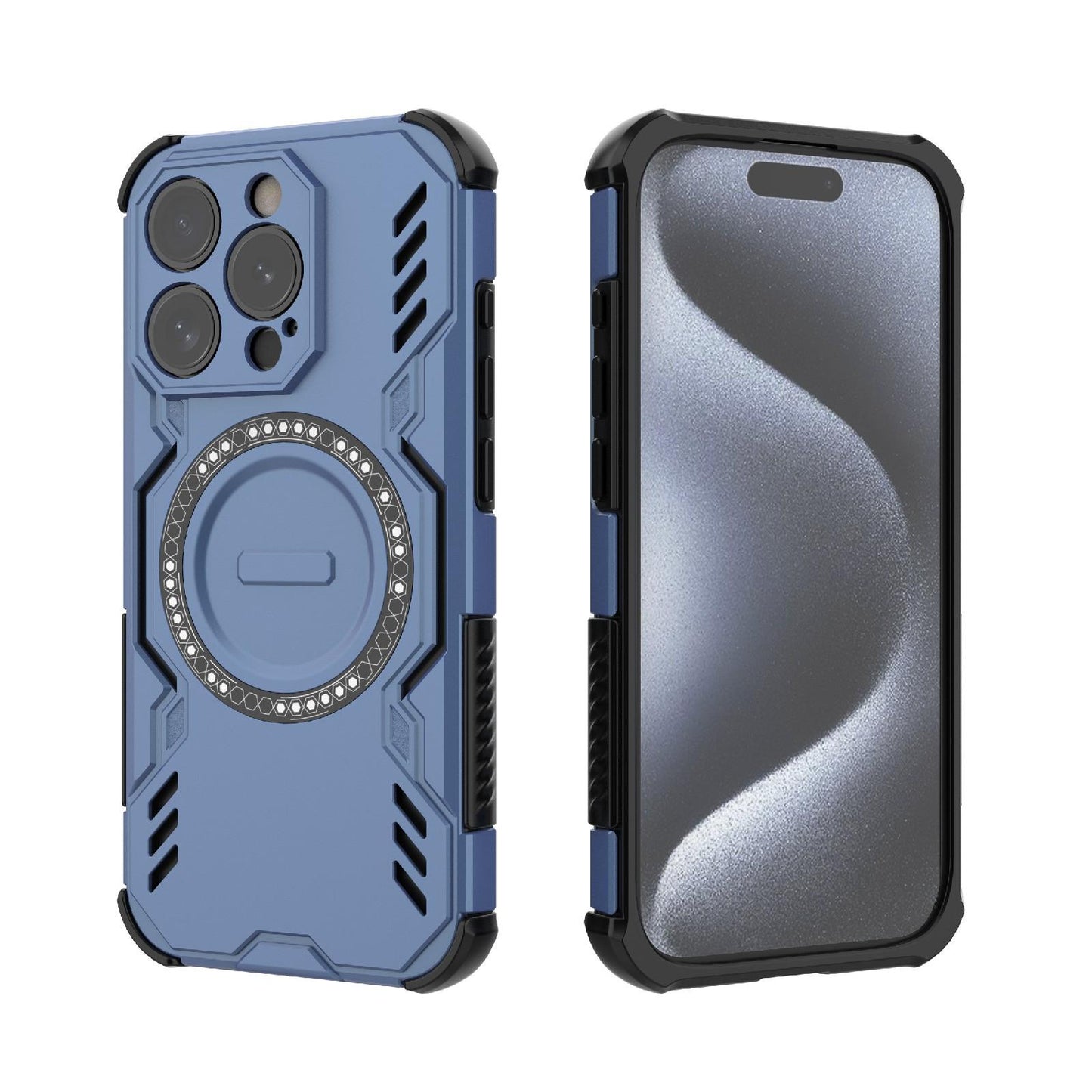 Apple iPhone 15 Pro Butterfly Armor MagSafe Magnetic Ring Shockproof Protective Phone Case with Stand