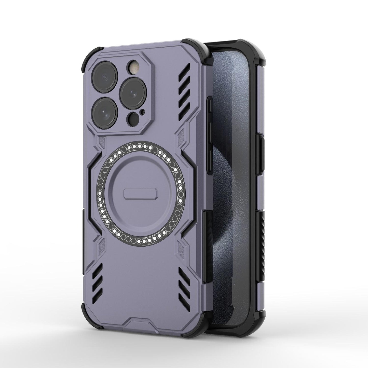 Apple iPhone 15 Pro Butterfly Armor MagSafe Magnetic Ring Shockproof Protective Phone Case with Stand