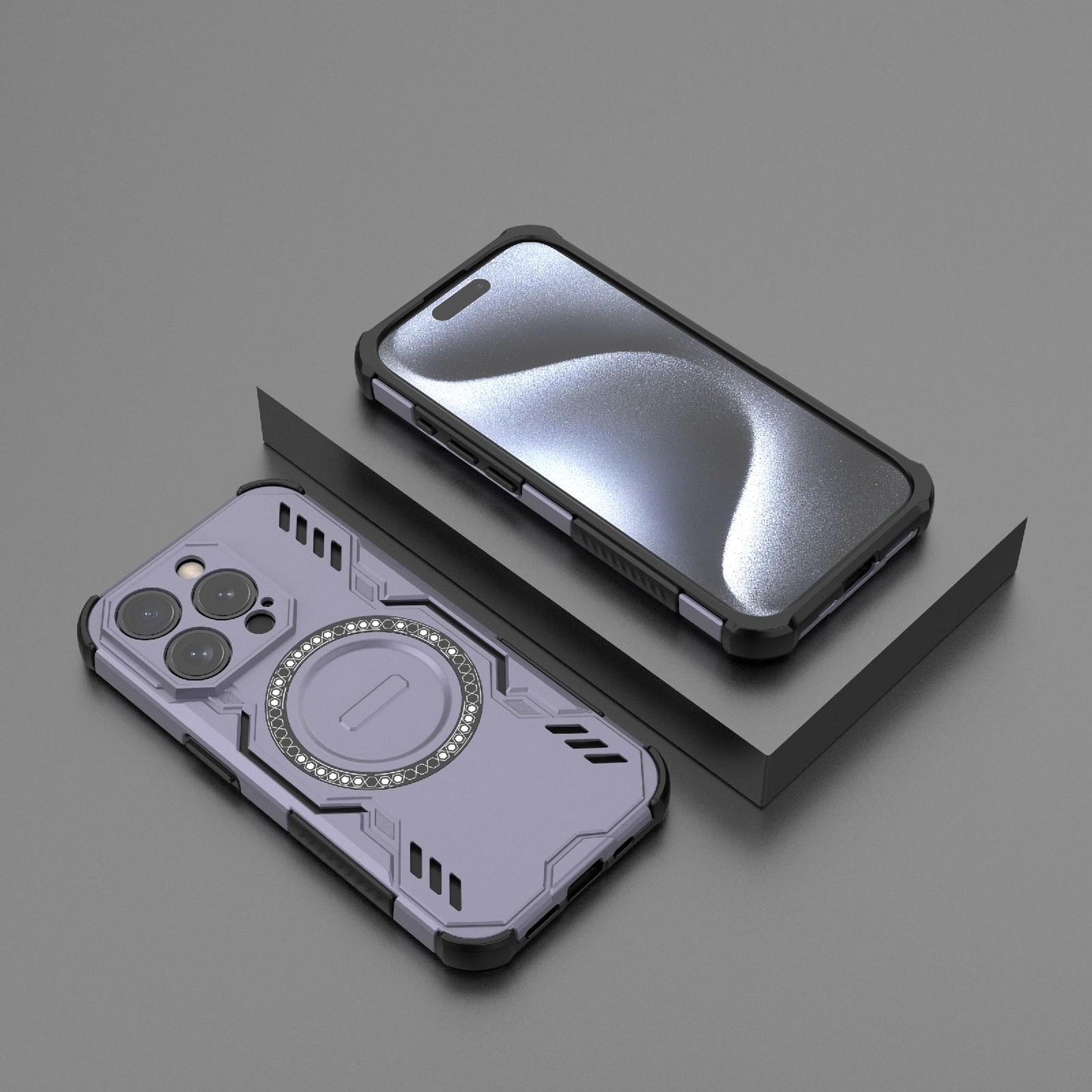 Apple iPhone 15 Pro Butterfly Armor MagSafe Magnetic Ring Shockproof Protective Phone Case with Stand