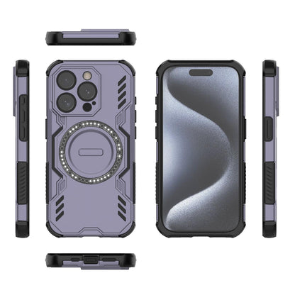 Apple iPhone 15 Pro Butterfly Armor MagSafe Magnetic Ring Shockproof Protective Phone Case with Stand