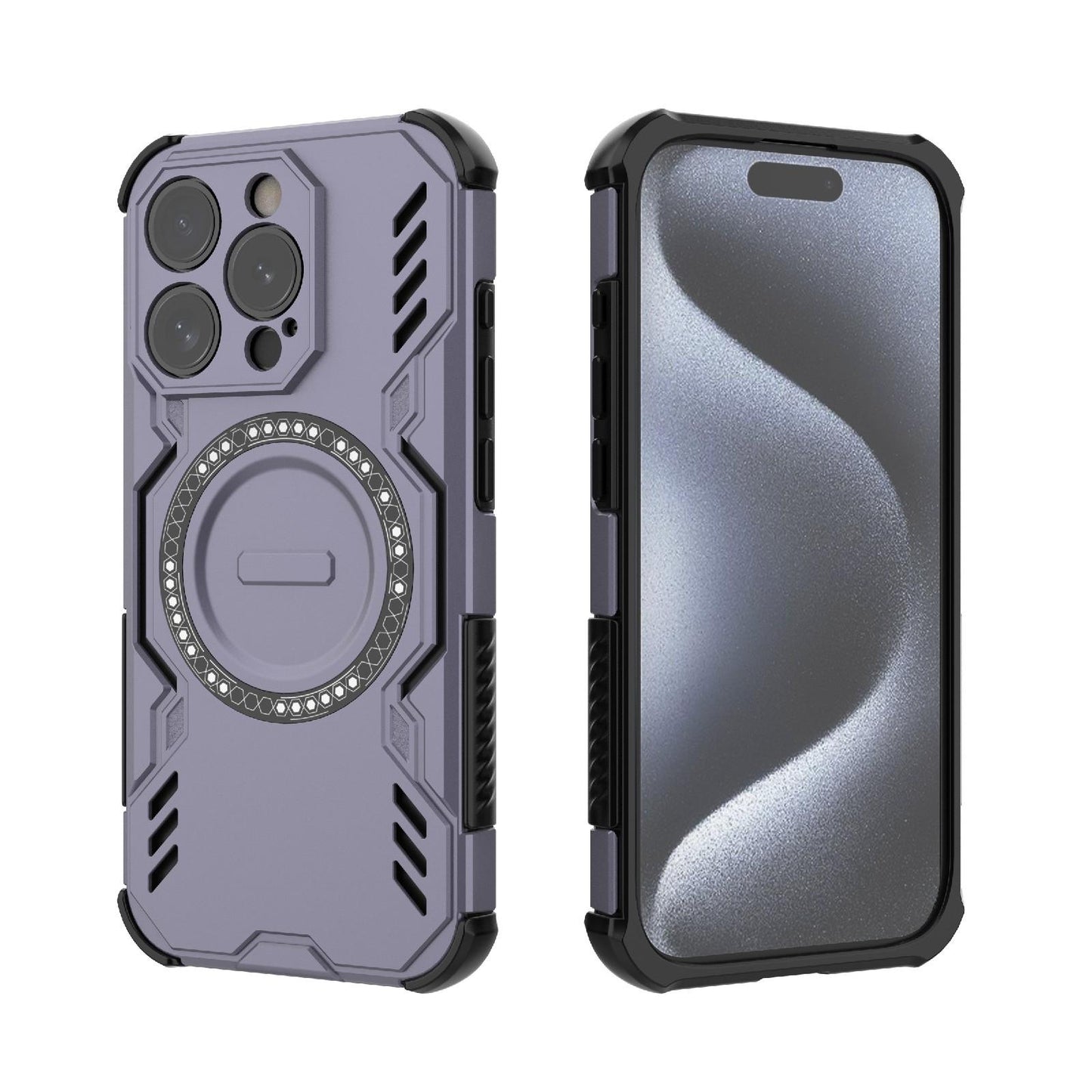 Apple iPhone 15 Pro Butterfly Armor MagSafe Magnetic Ring Shockproof Protective Phone Case with Stand