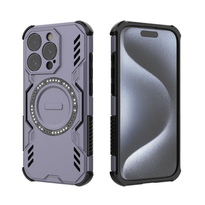 Apple iPhone 15 Pro Butterfly Armor MagSafe Magnetic Ring Shockproof Protective Phone Case with Stand