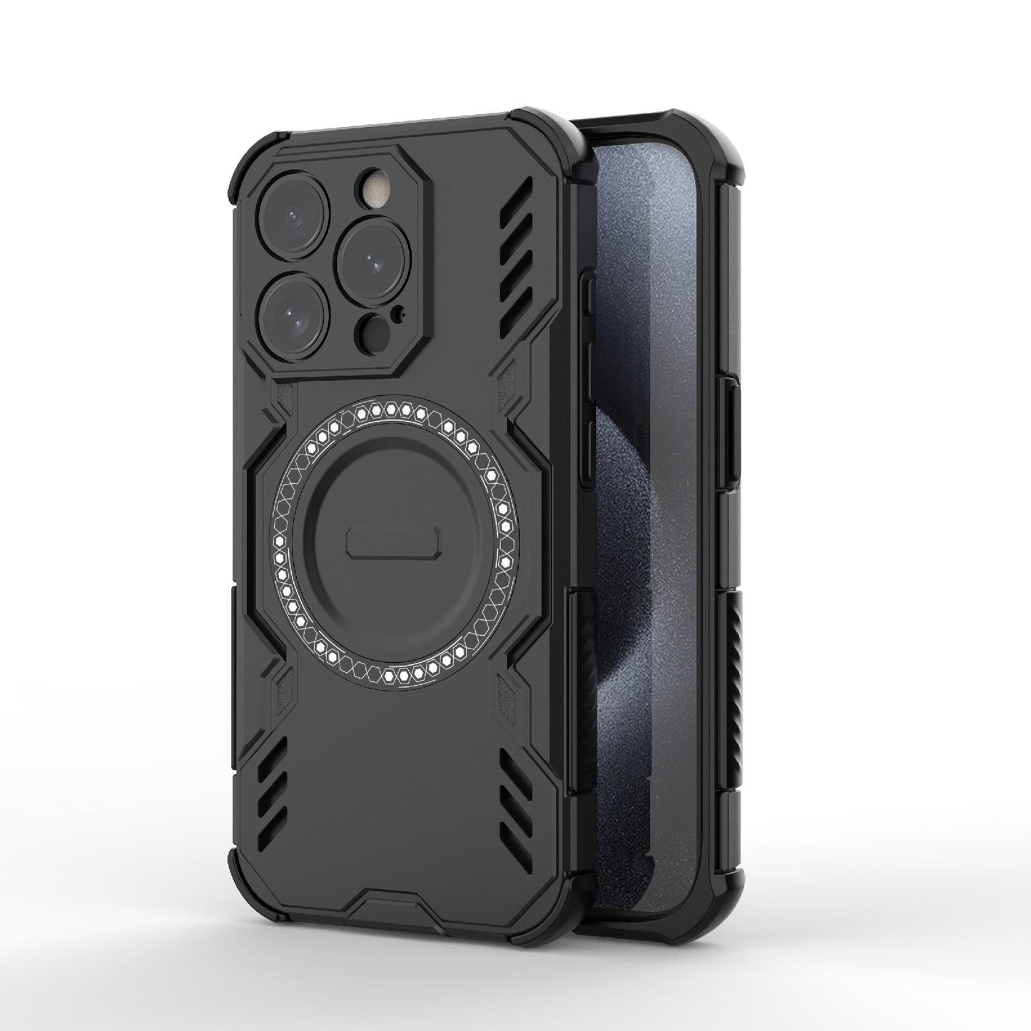 Apple iPhone 15 Pro Butterfly Armor MagSafe Magnetic Ring Shockproof Protective Phone Case with Stand