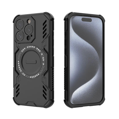 Apple iPhone 15 Pro Butterfly Armor MagSafe Magnetic Ring Shockproof Protective Phone Case with Stand