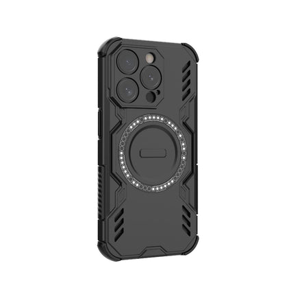 Apple iPhone 15 Pro Butterfly Armor MagSafe Magnetic Ring Shockproof Protective Phone Case with Stand