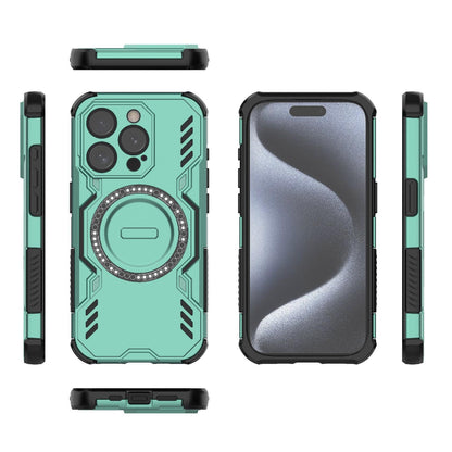 Apple iPhone 15 Pro Butterfly Armor MagSafe Magnetic Ring Shockproof Protective Phone Case with Stand