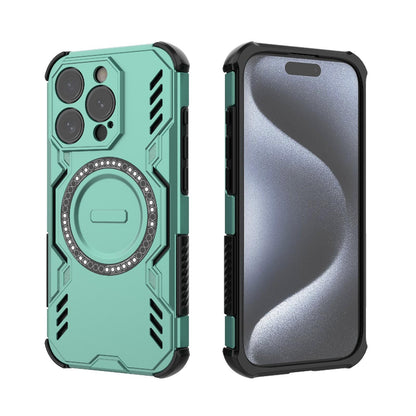 Apple iPhone 15 Pro Butterfly Armor MagSafe Magnetic Ring Shockproof Protective Phone Case with Stand
