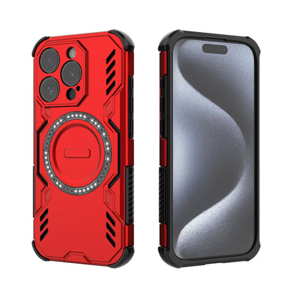 Apple iPhone 15 Pro Butterfly Armor MagSafe Magnetic Ring Shockproof Protective Phone Case with Stand