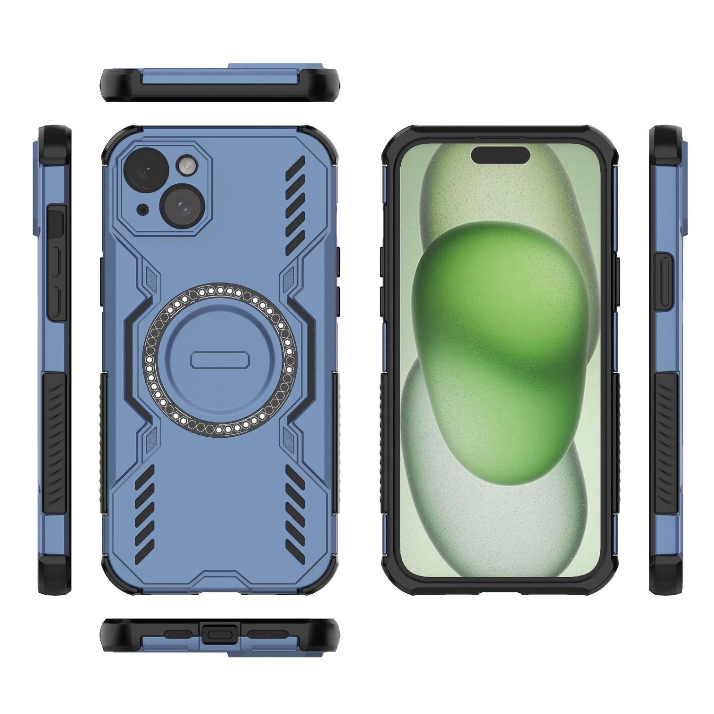 Apple iPhone 15 Plus Butterfly Armor MagSafe Magnetic Ring Shockproof Protective Phone Case with Stand