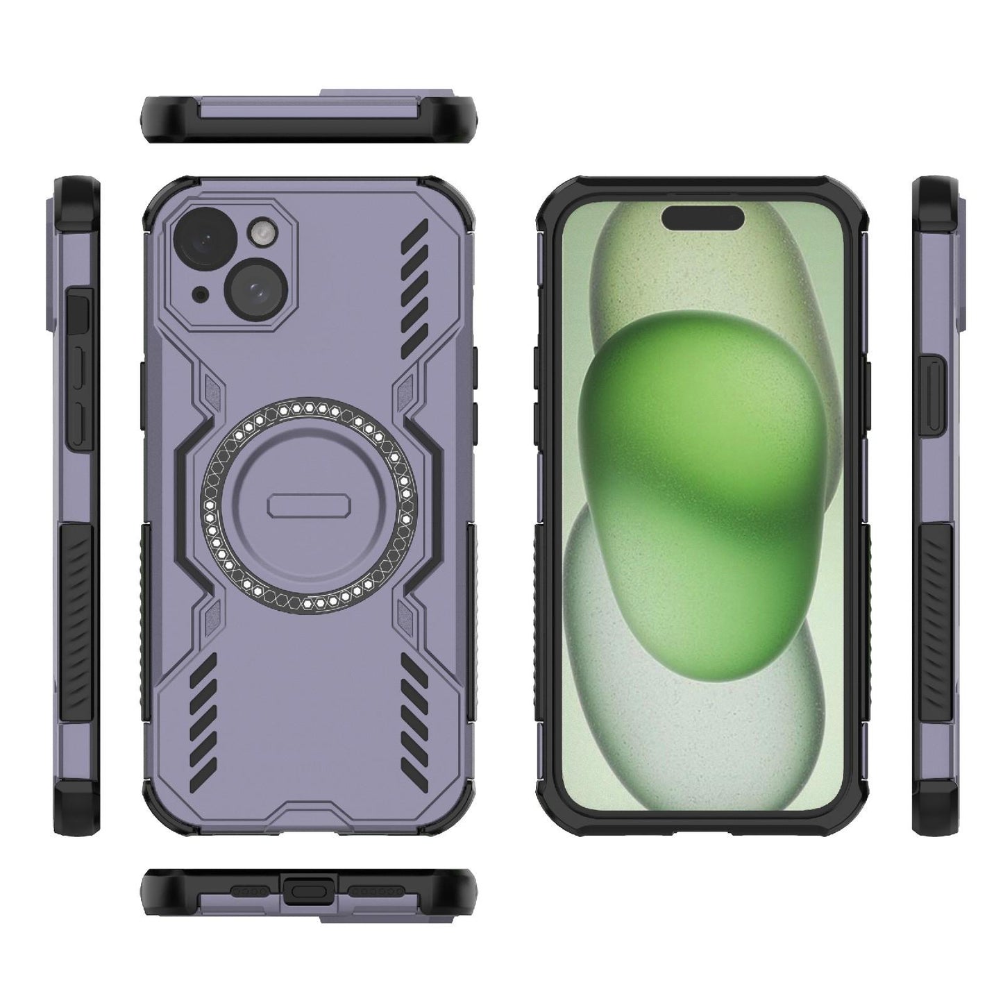 Apple iPhone 15 Plus Butterfly Armor MagSafe Magnetic Ring Shockproof Protective Phone Case with Stand