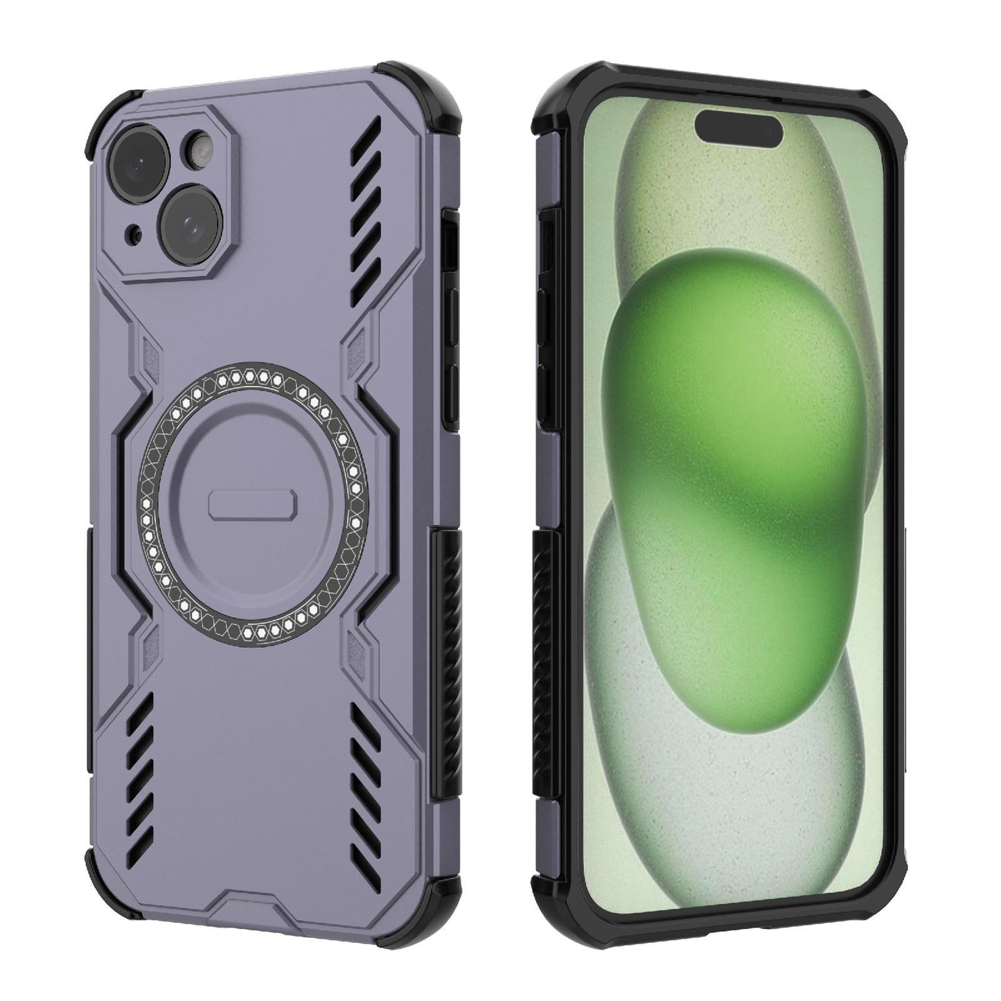 Apple iPhone 15 Plus Butterfly Armor MagSafe Magnetic Ring Shockproof Protective Phone Case with Stand