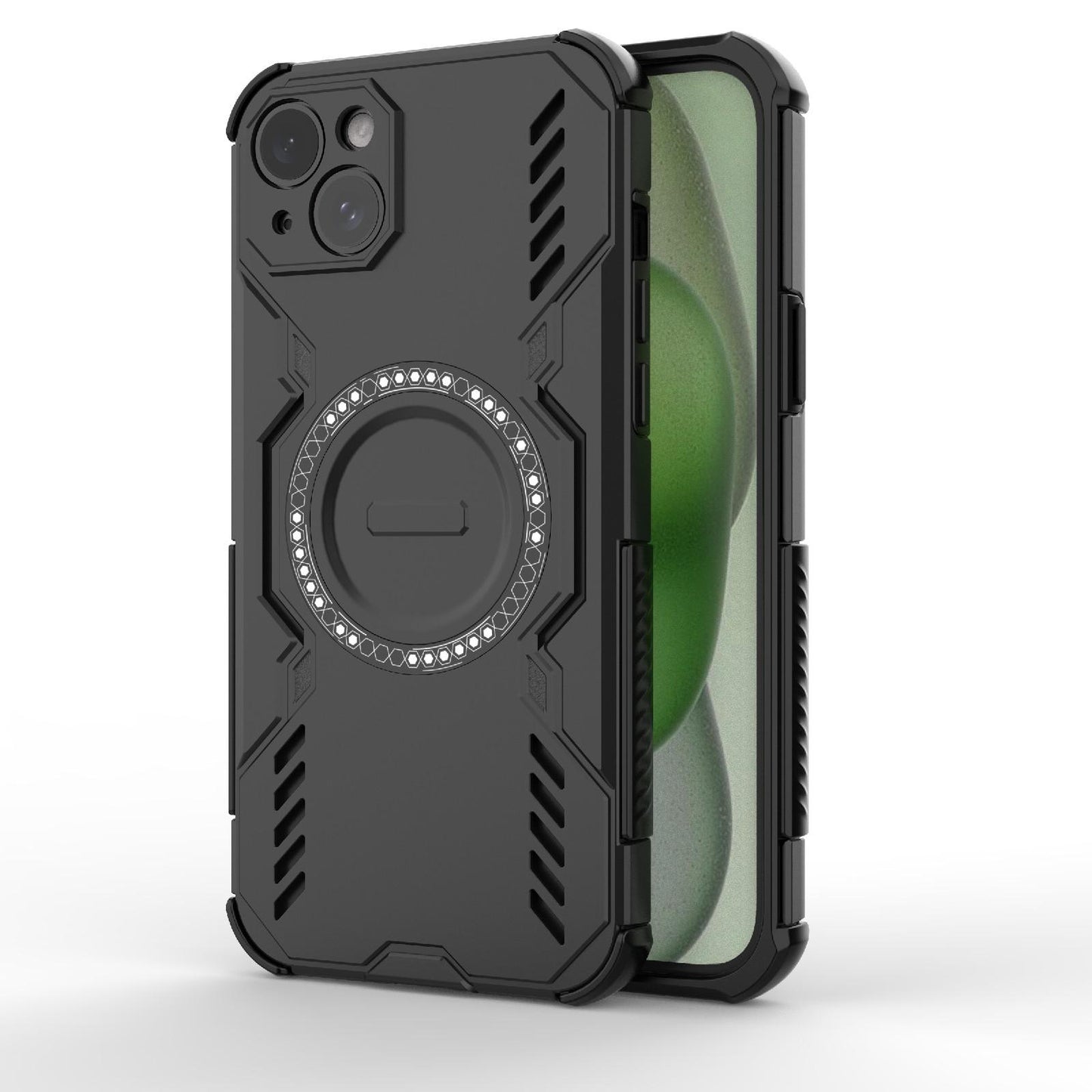 Apple iPhone 15 Plus Butterfly Armor MagSafe Magnetic Ring Shockproof Protective Phone Case with Stand