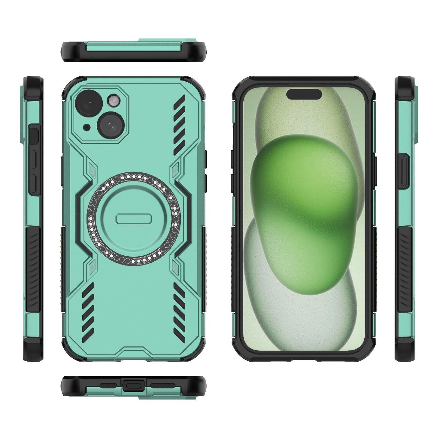 Apple iPhone 15 Plus Butterfly Armor MagSafe Magnetic Ring Shockproof Protective Phone Case with Stand