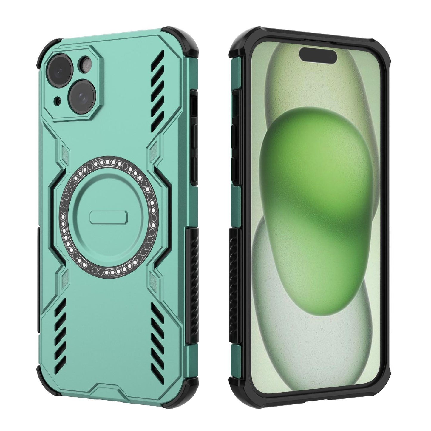 Apple iPhone 15 Plus Butterfly Armor MagSafe Magnetic Ring Shockproof Protective Phone Case with Stand