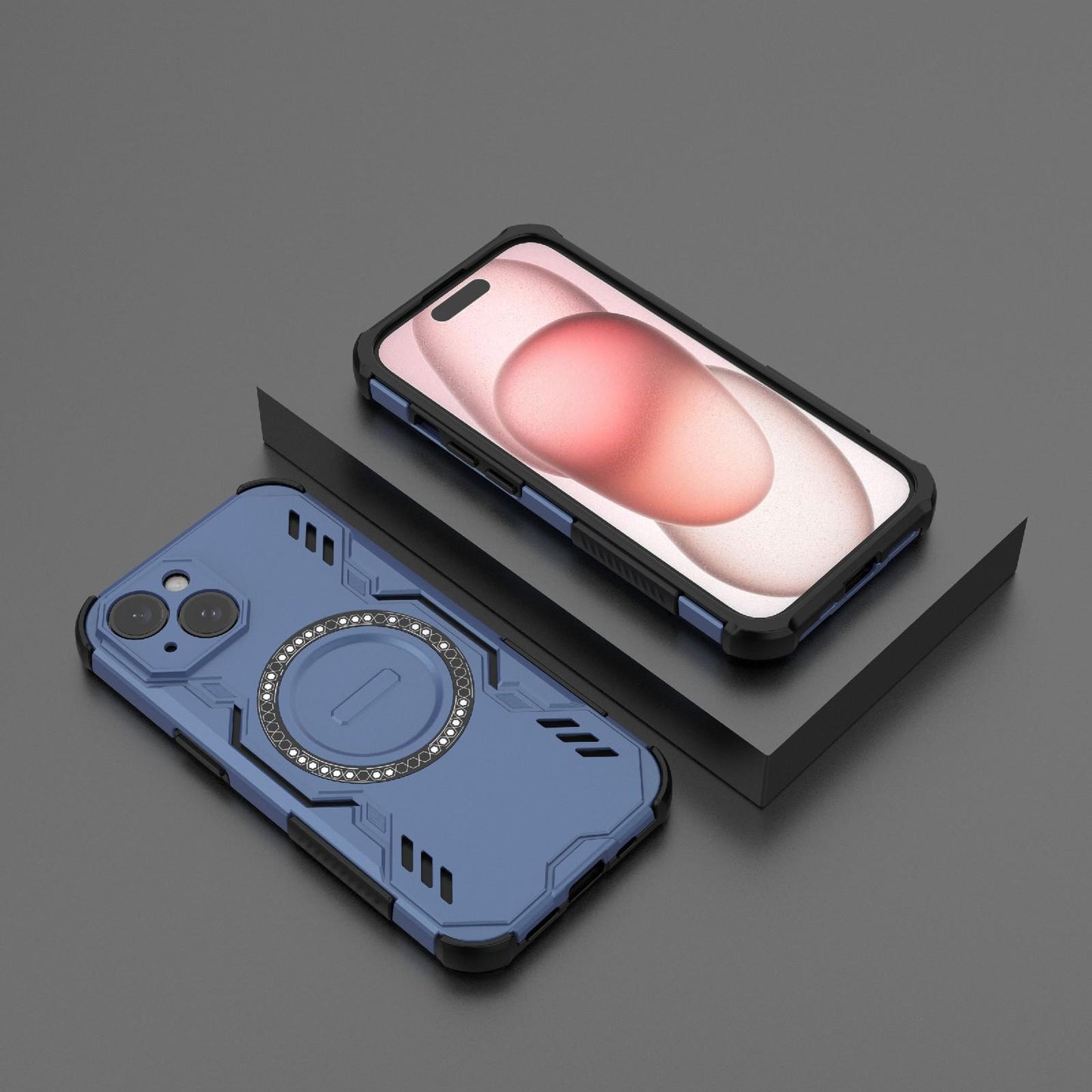 Apple iPhone 15 Butterfly Armor MagSafe Magnetic Ring Shockproof Protective Phone Case with Stand