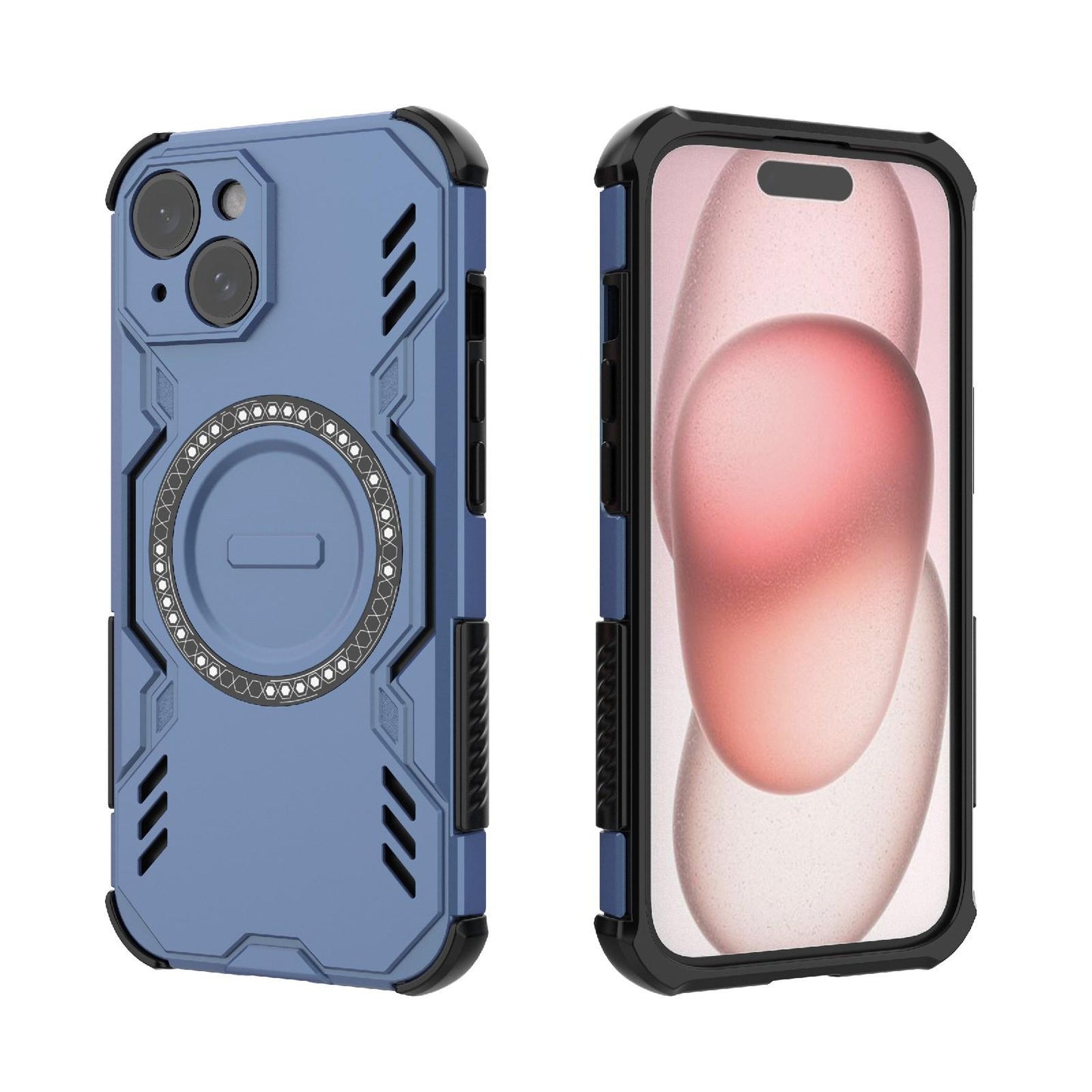 Apple iPhone 15 Butterfly Armor MagSafe Magnetic Ring Shockproof Protective Phone Case with Stand