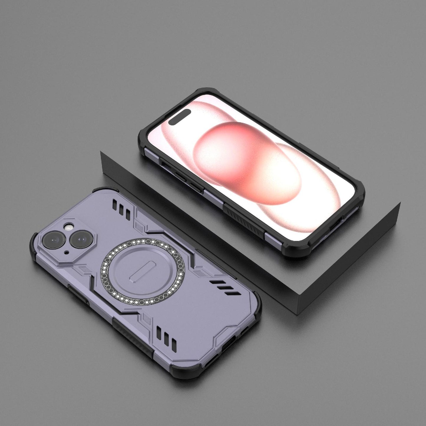 Apple iPhone 15 Butterfly Armor MagSafe Magnetic Ring Shockproof Protective Phone Case with Stand