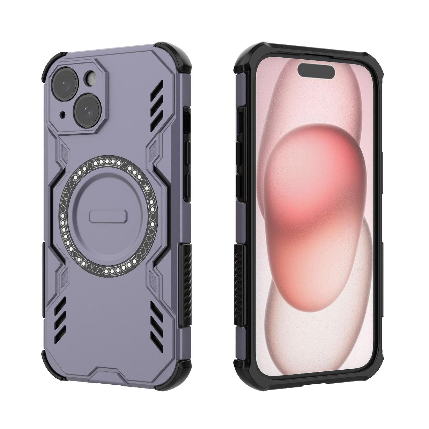Apple iPhone 15 Butterfly Armor MagSafe Magnetic Ring Shockproof Protective Phone Case with Stand