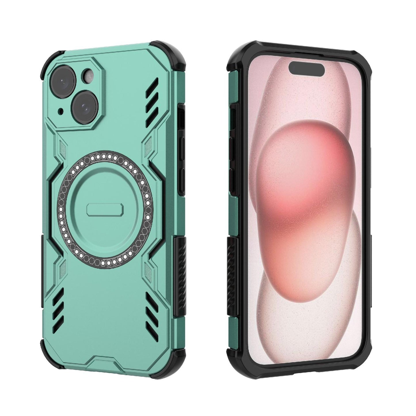 Apple iPhone 15 Butterfly Armor MagSafe Magnetic Ring Shockproof Protective Phone Case with Stand
