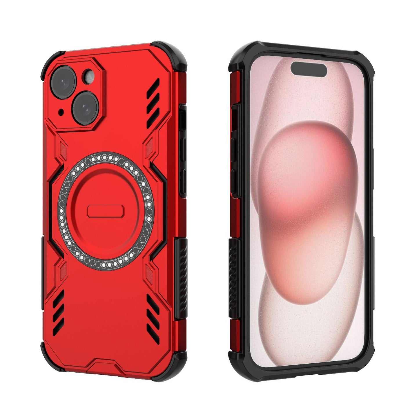 Apple iPhone 15 Butterfly Armor MagSafe Magnetic Ring Shockproof Protective Phone Case with Stand