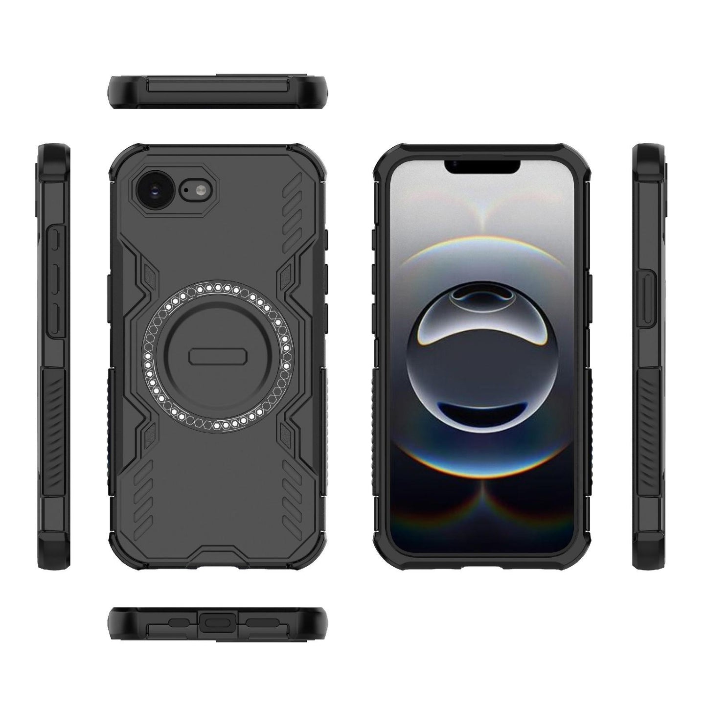 Apple iPhone 17e Butterfly Armor MagSafe Magnetic Ring Shockproof Protective Phone Case with Stand