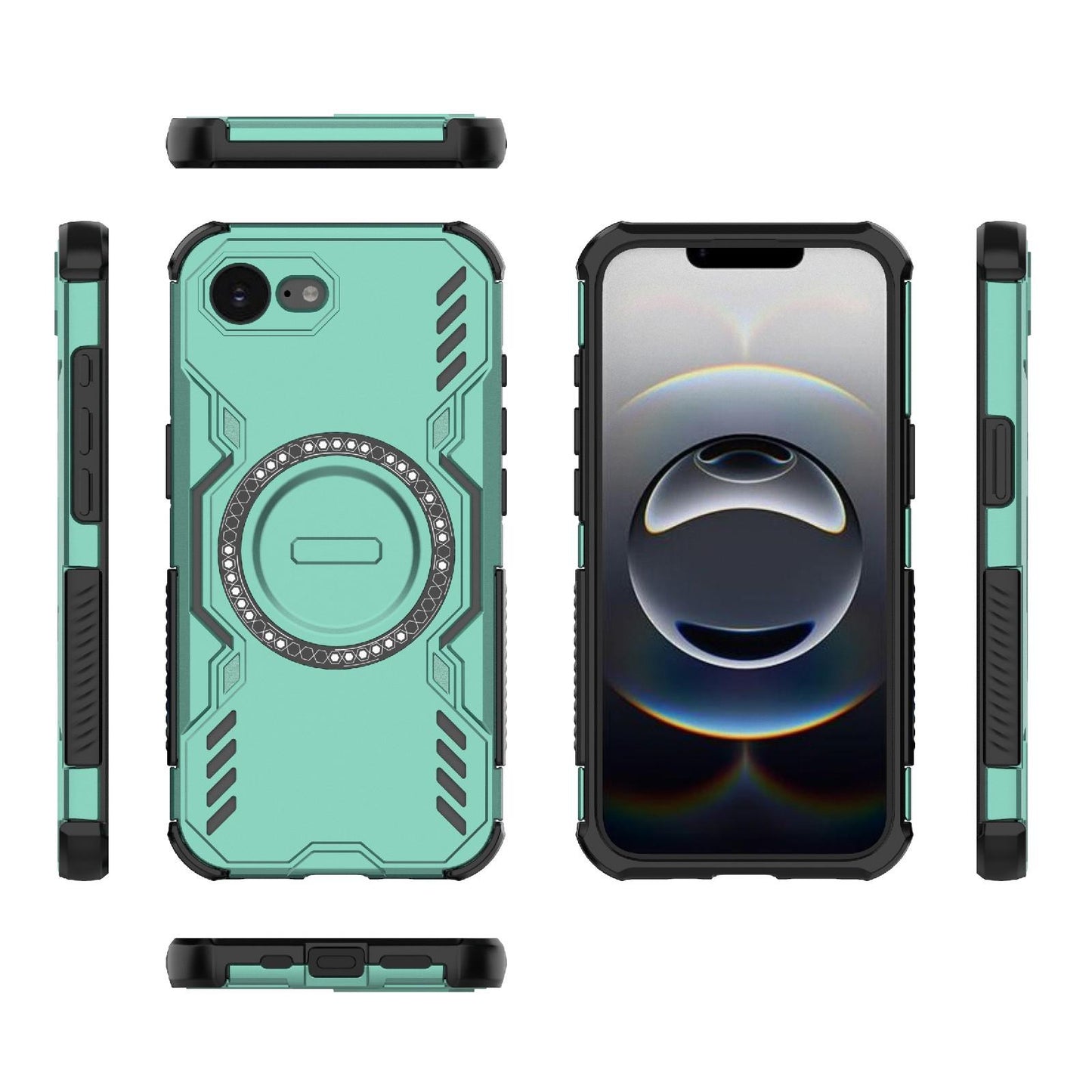 Apple iPhone 17e Butterfly Armor MagSafe Magnetic Ring Shockproof Protective Phone Case with Stand