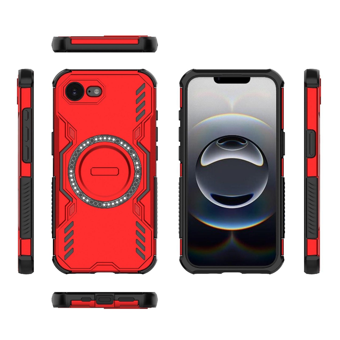 Apple iPhone 16e Butterfly Armor MagSafe Magnetic Ring Shockproof Protective Phone Case with Stand