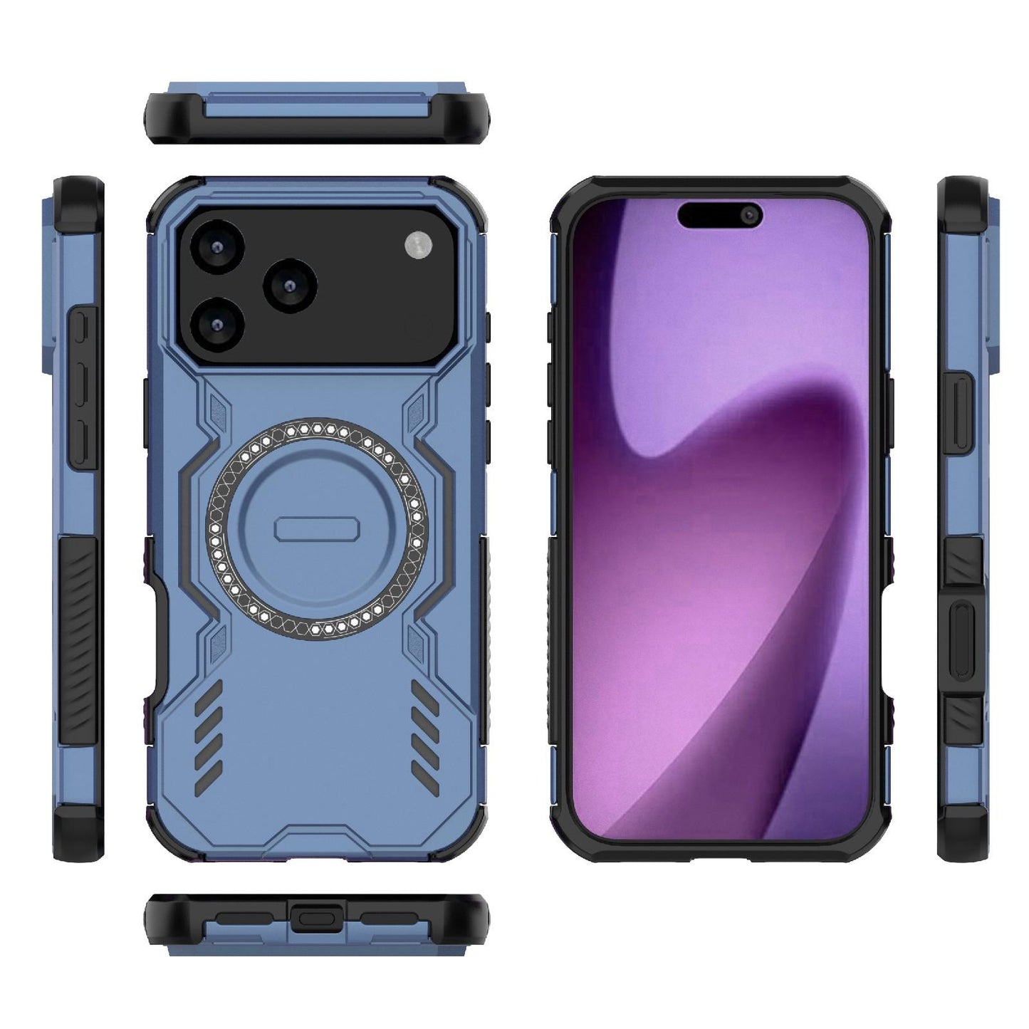 Apple iPhone 17 Pro Max Butterfly Armor MagSafe Magnetic Ring Shockproof Protective Phone Case with Stand