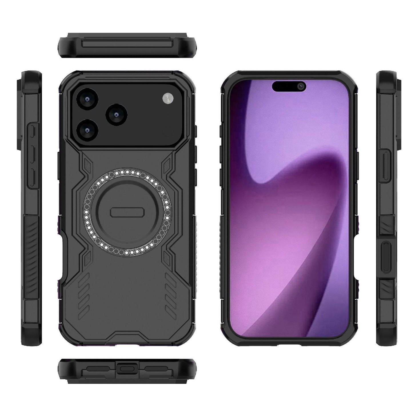 Apple iPhone 17 Pro Max Butterfly Armor MagSafe Magnetic Ring Shockproof Protective Phone Case with Stand