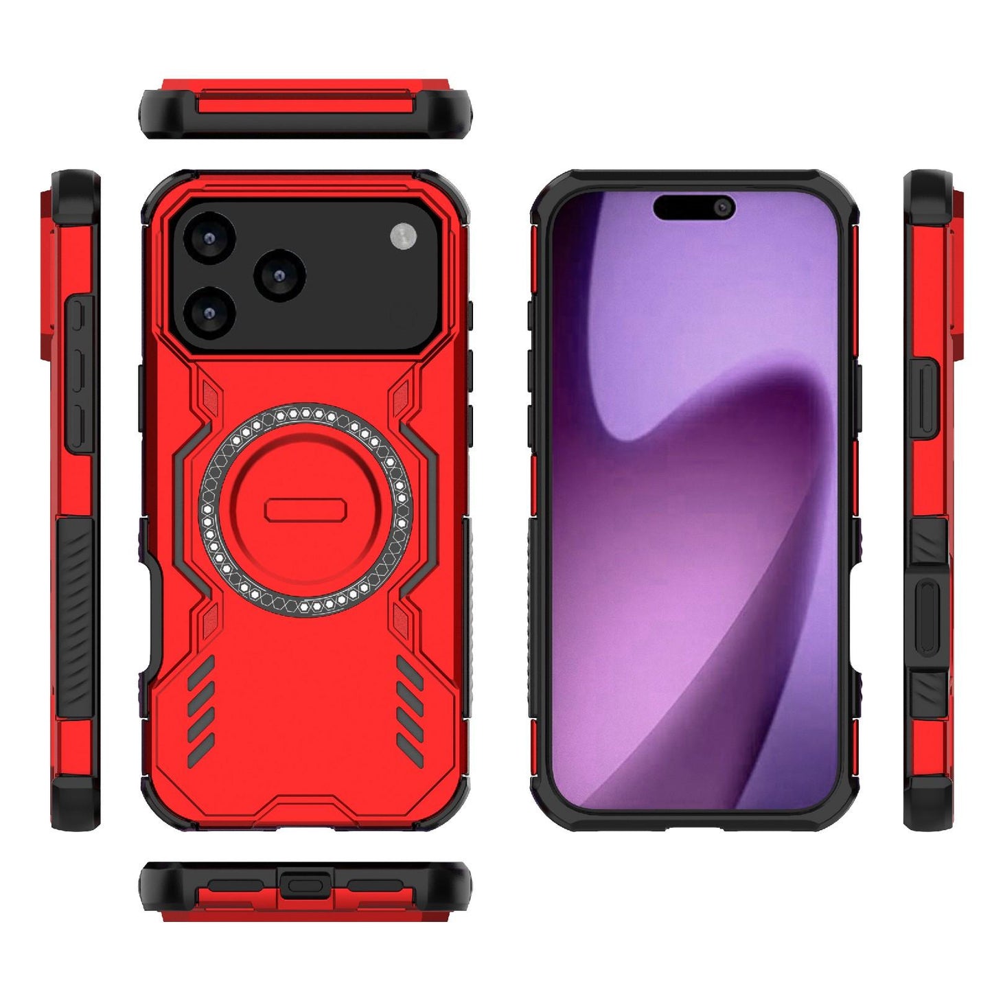 Apple iPhone 17 Pro Max Butterfly Armor MagSafe Magnetic Ring Shockproof Protective Phone Case with Stand