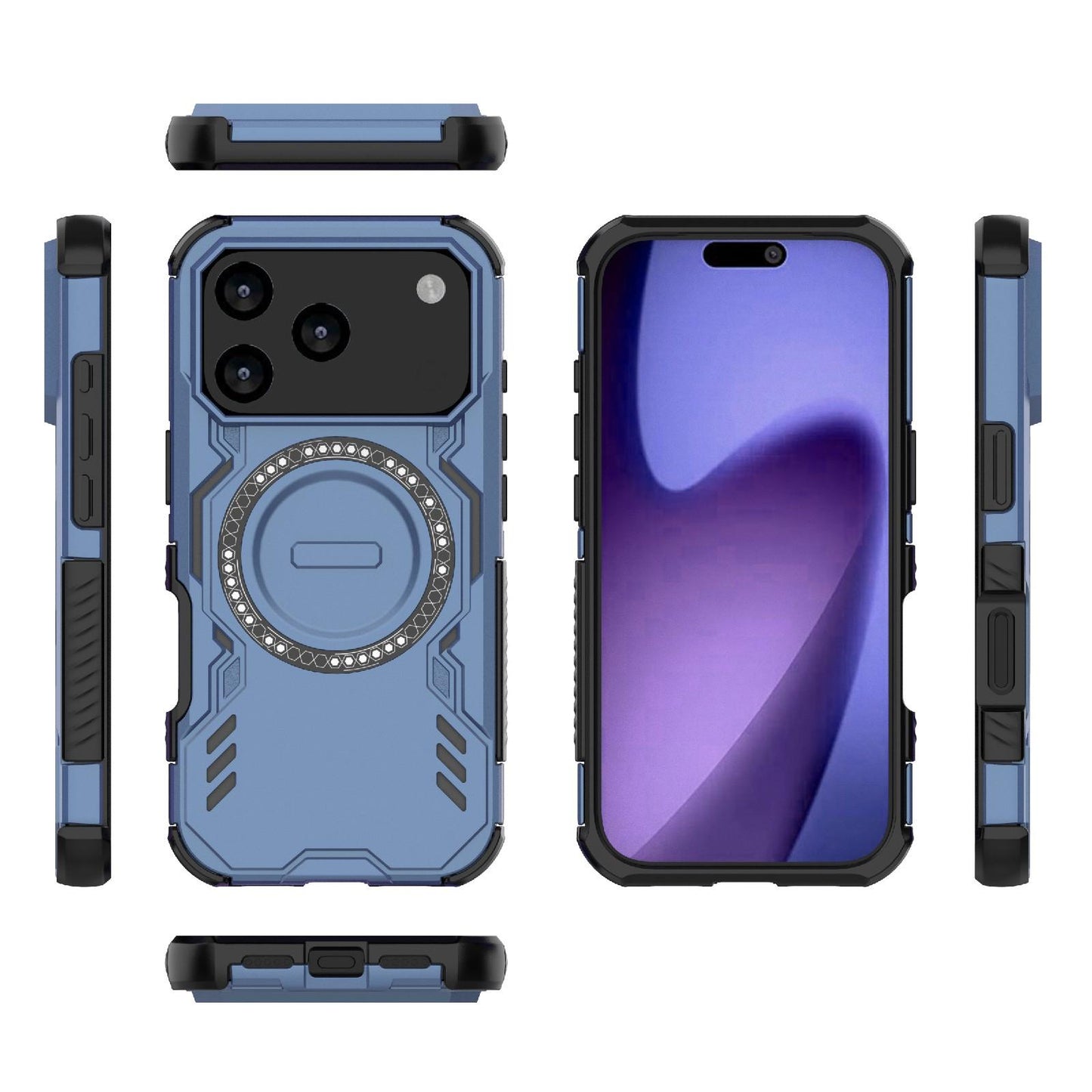 Apple iPhone 17 Pro Butterfly Armor MagSafe Magnetic Ring Shockproof Protective Phone Case with Stand
