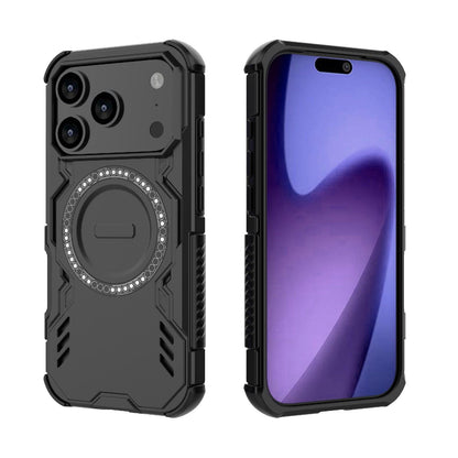 Apple iPhone 17 Pro Butterfly Armor MagSafe Magnetic Ring Shockproof Protective Phone Case with Stand