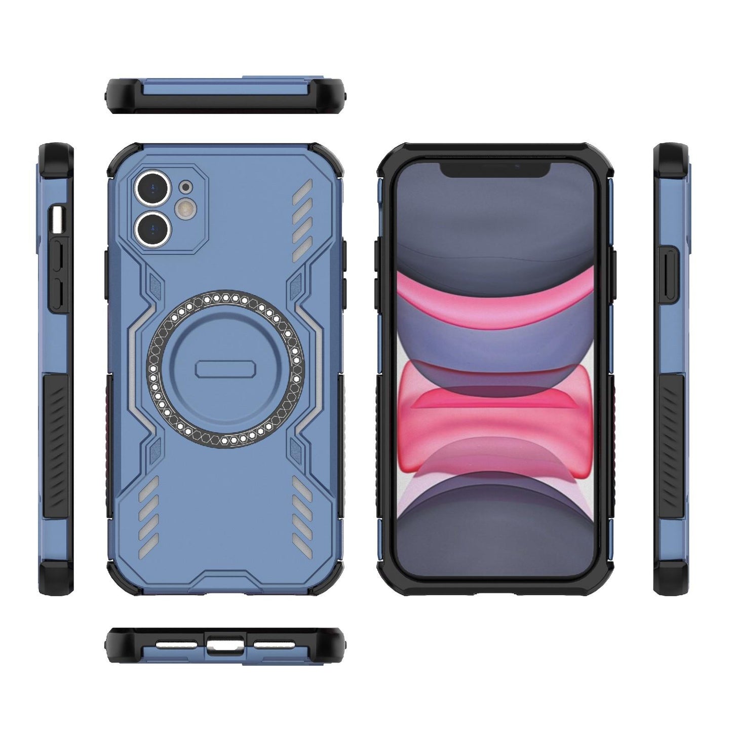 Apple iPhone 11 Butterfly Armor MagSafe Magnetic Ring Shockproof Protective Phone Case with Stand